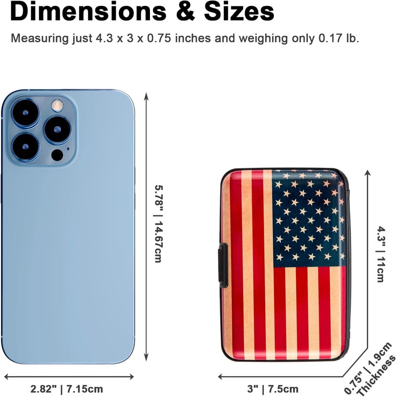 Kaabao Credit Card Holder Wallet for Women Men RFID Blocking Small Metal Business Aluminum Protector Sleeves Slim Mini Cards Case (American Flag) - Image 5